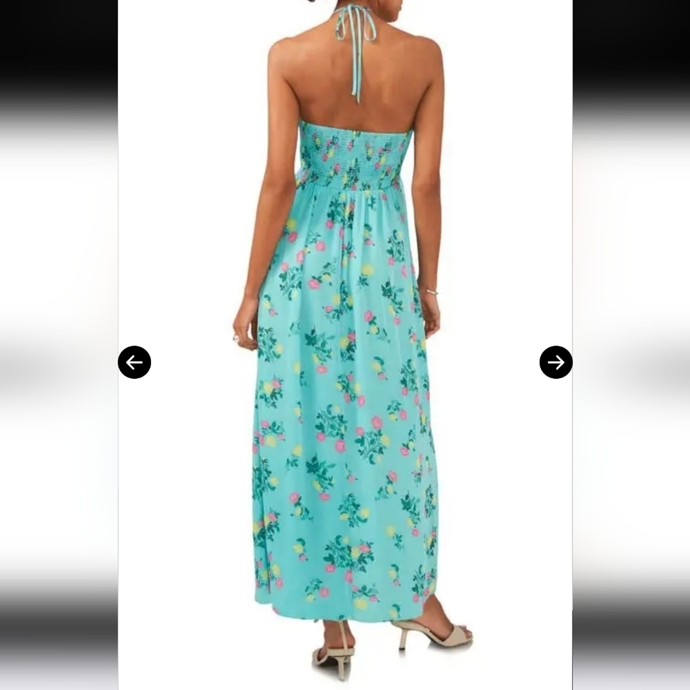 1. State Halter Floral Dress in Aqua Sz M - Picture 2 of 7